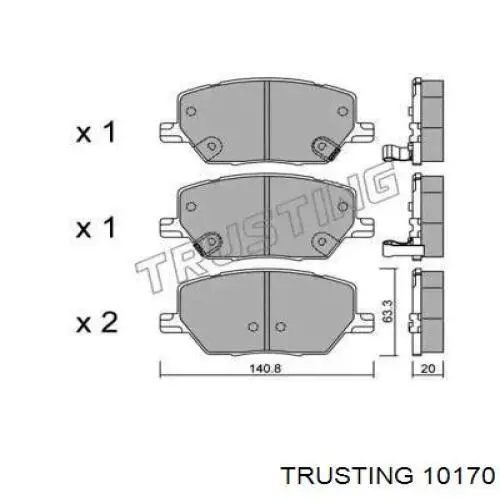 1017.0 Trusting sapatas do freio dianteiras de disco