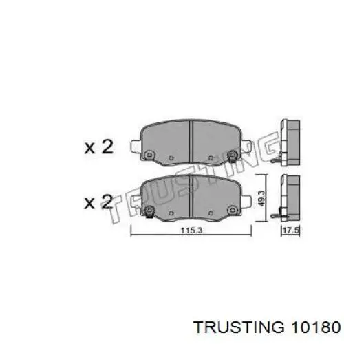1018.0 Trusting sapatas do freio traseiras de disco