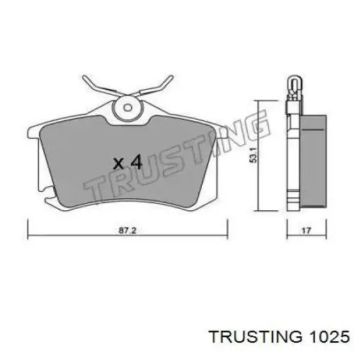 Задние тормозные колодки 1025 Trusting