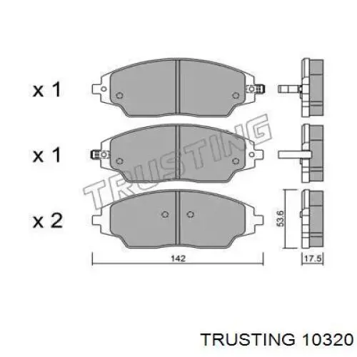 Передние тормозные колодки 10320 Trusting