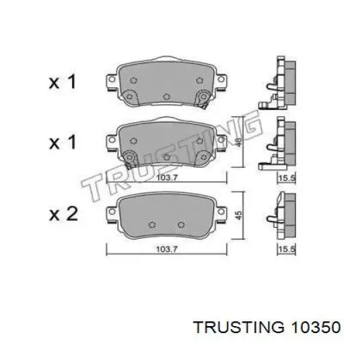 Задние тормозные колодки 10350 Trusting