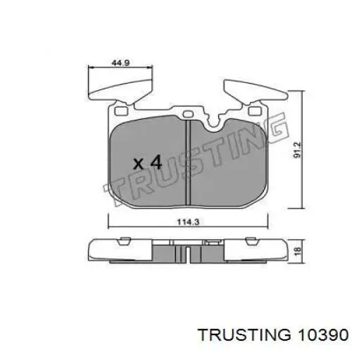 Передние тормозные колодки 10390 Trusting