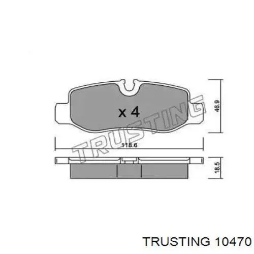 Задние тормозные колодки 10470 Trusting