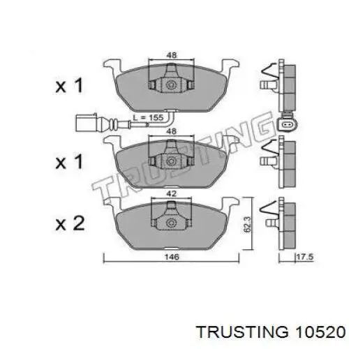 Передние тормозные колодки 10520 Trusting