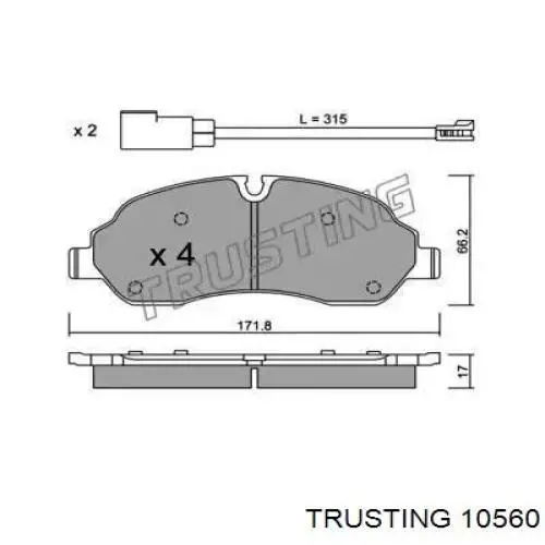 Передние тормозные колодки 10560 Trusting