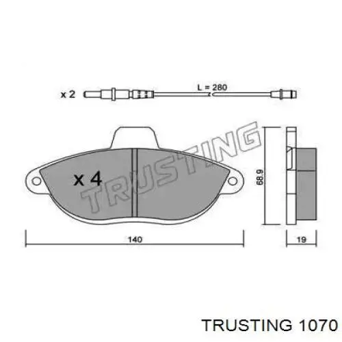 107.0 Trusting колодки тормозные передние дисковые