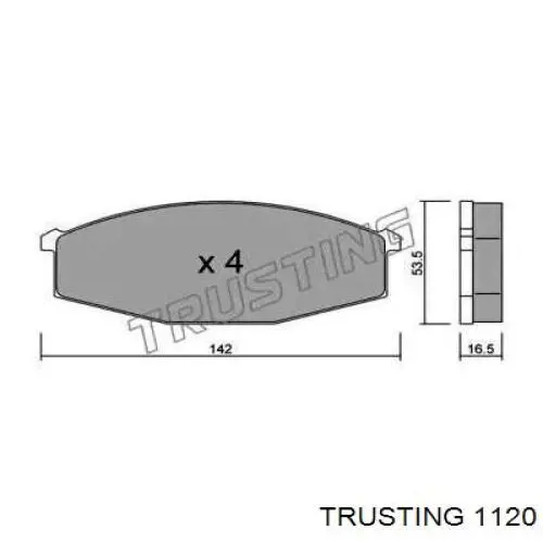 112.0 Trusting колодки тормозные передние дисковые