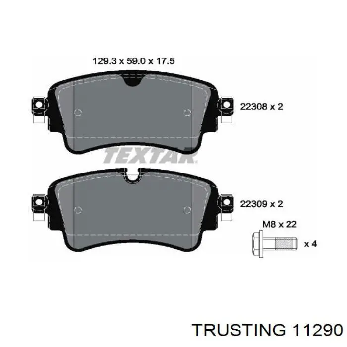 Задние тормозные колодки 11290 Trusting