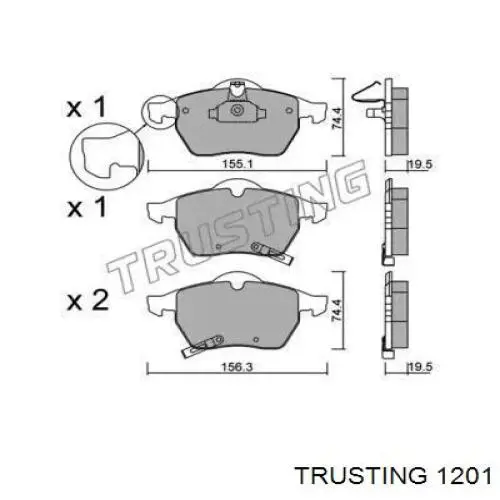 Передние тормозные колодки 1201 Trusting