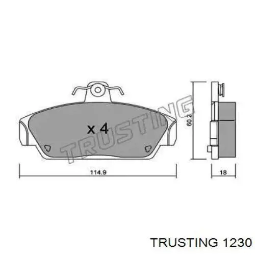 Передние тормозные колодки 1230 Trusting