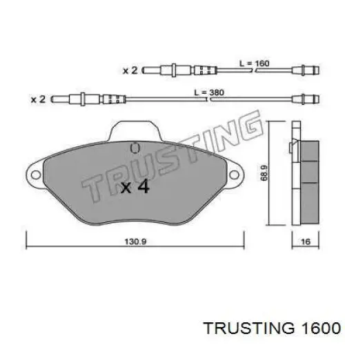 Передние тормозные колодки 1600 Trusting