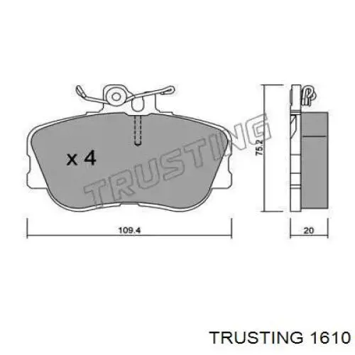 Передние тормозные колодки 1610 Trusting