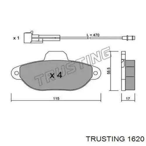 Передние тормозные колодки 1620 Trusting