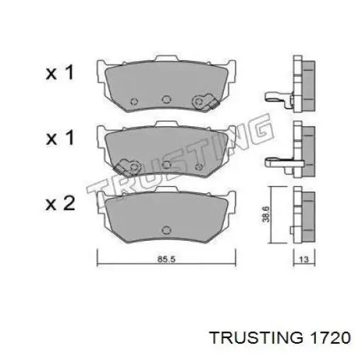 172.0 Trusting колодки тормозные задние дисковые