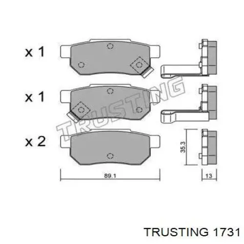 173.1 Trusting колодки тормозные задние дисковые