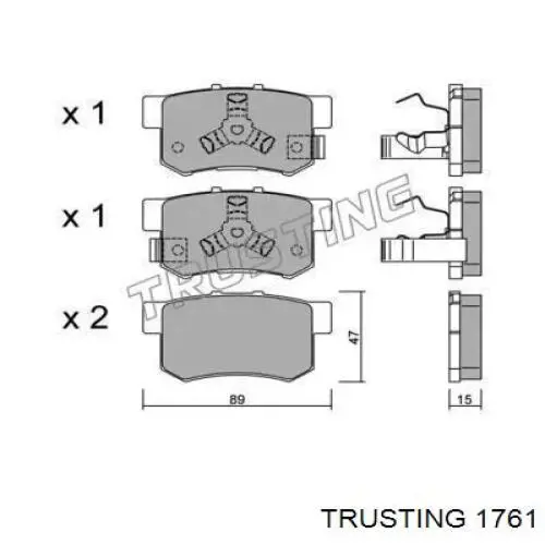 Задние тормозные колодки 1761 Trusting