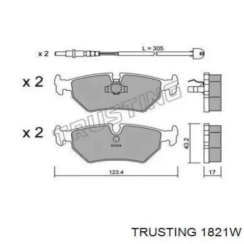 Задние тормозные колодки 1821W Trusting