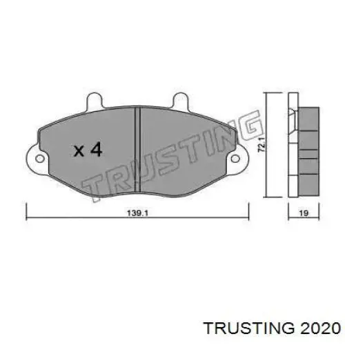202.0 Trusting колодки тормозные передние дисковые