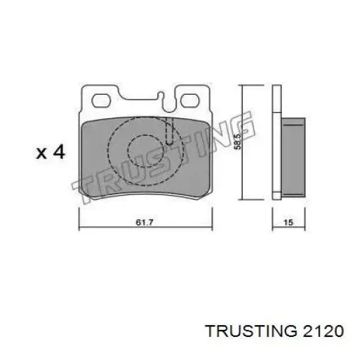 212.0 Trusting колодки тормозные задние дисковые