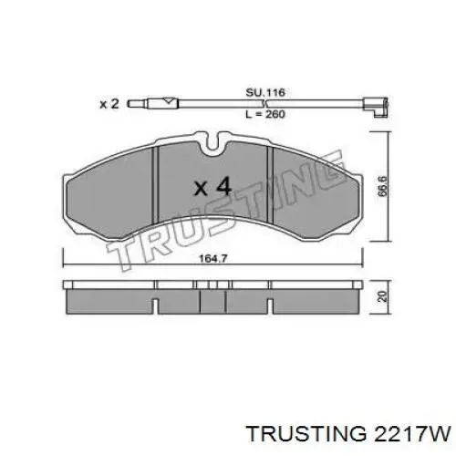 Задние тормозные колодки 2217W Trusting