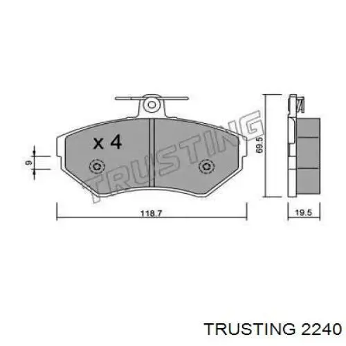 224.0 Trusting колодки тормозные передние дисковые