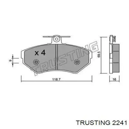 224.1 Trusting колодки тормозные передние дисковые