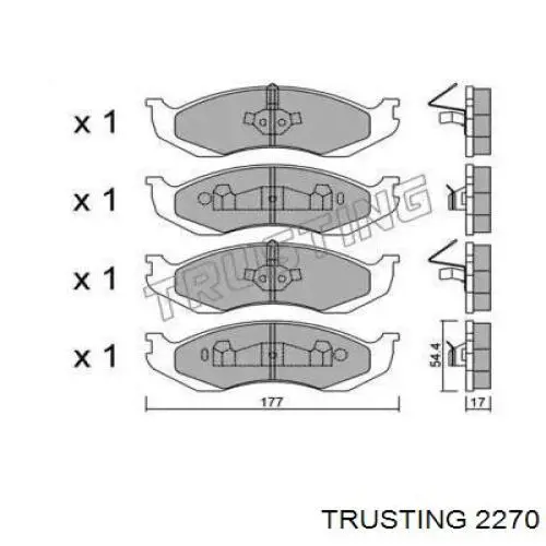 227.0 Trusting колодки тормозные передние дисковые