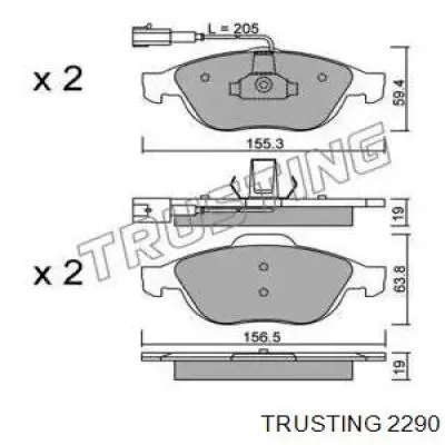 Передние тормозные колодки 2290 Trusting