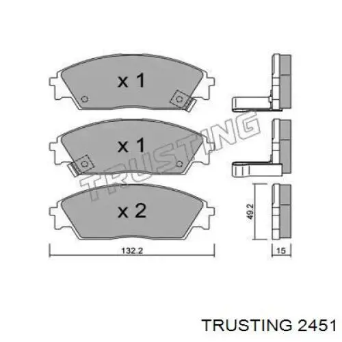 Передние тормозные колодки 2451 Trusting