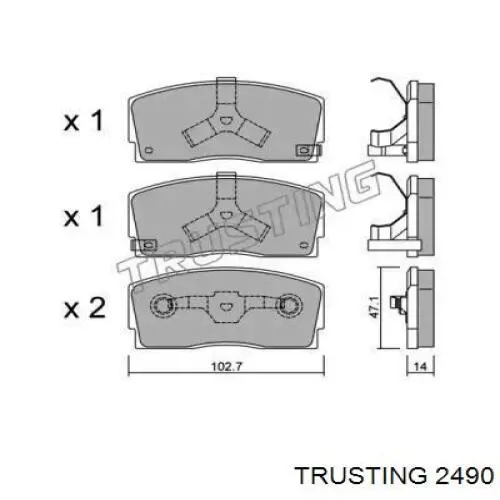 Передние тормозные колодки 2490 Trusting