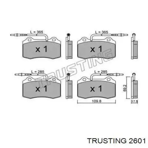 Передние тормозные колодки 2601 Trusting