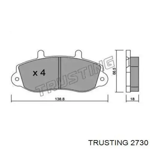 Передние тормозные колодки 2730 Trusting