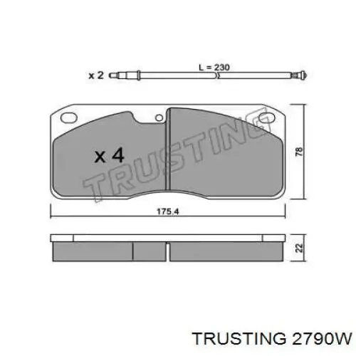 Передние тормозные колодки 2790W Trusting