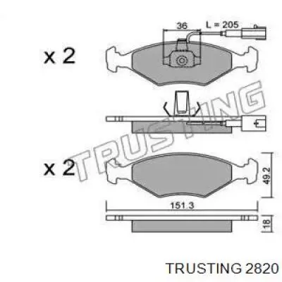 Передние тормозные колодки 2820 Trusting