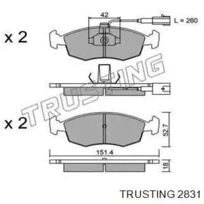 Передние тормозные колодки 2831 Trusting