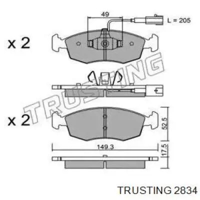 Передние тормозные колодки 2834 Trusting