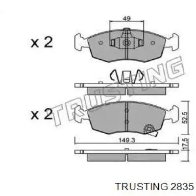 Передние тормозные колодки 2835 Trusting