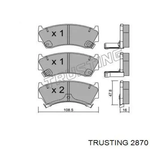 Передние тормозные колодки 2870 Trusting