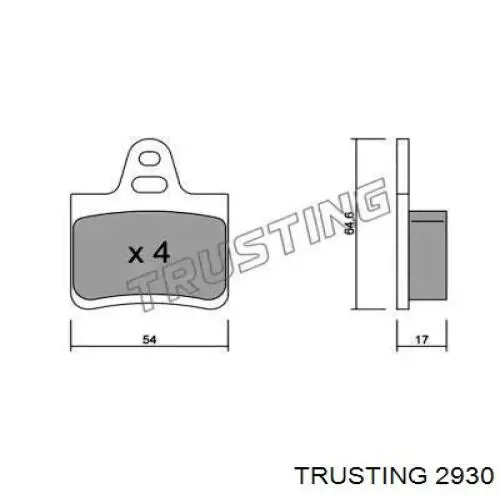 Задние тормозные колодки 2930 Trusting