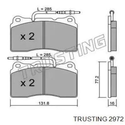 Передние тормозные колодки 2972 Trusting