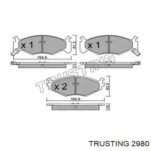 Передние тормозные колодки 2980 Trusting