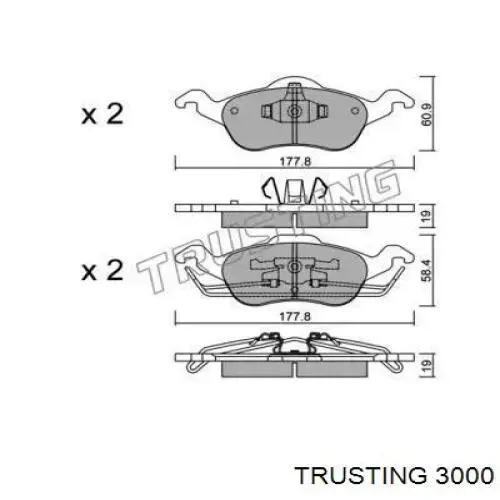 Передние тормозные колодки 3000 Trusting