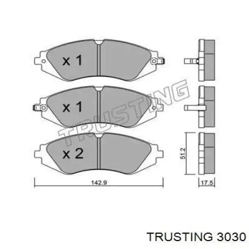 303.0 Trusting колодки тормозные передние дисковые