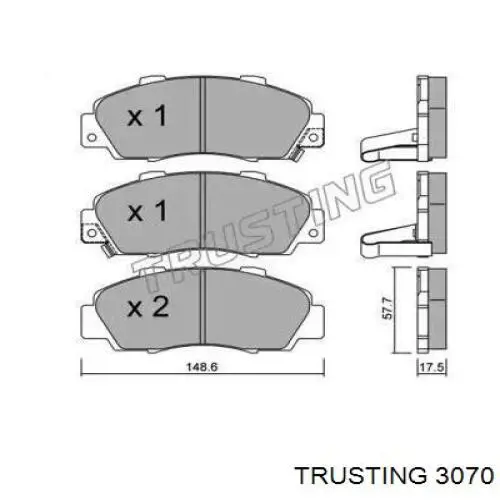 307.0 Trusting колодки тормозные передние дисковые