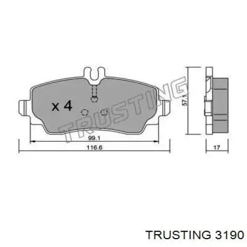 Передние тормозные колодки 3190 Trusting