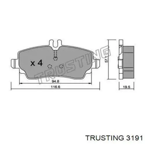 Передние тормозные колодки 3191 Trusting