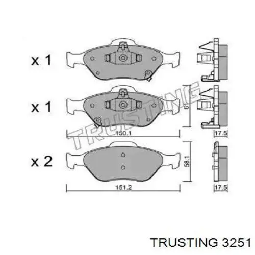 Передние тормозные колодки 3251 Trusting