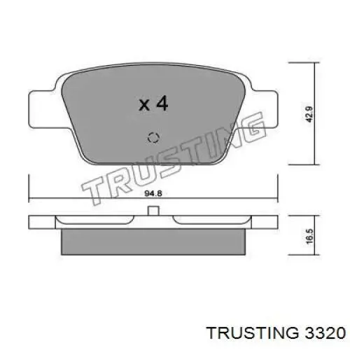 Задние тормозные колодки 3320 Trusting