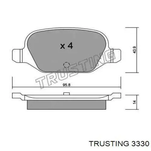 Задние тормозные колодки 3330 Trusting