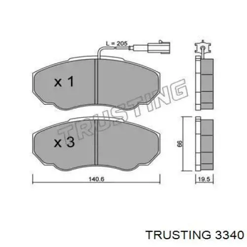 Передние тормозные колодки 3340 Trusting